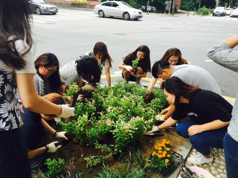 [조선에듀] 건국대 학생들, KU게릴라가드닝 펼쳐…학교 주변 빈 땅을 꽃으로